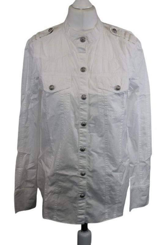 BALMAIN Ladies White Cotton Button Down Chemise Shirt EU36 UK8 BNWT