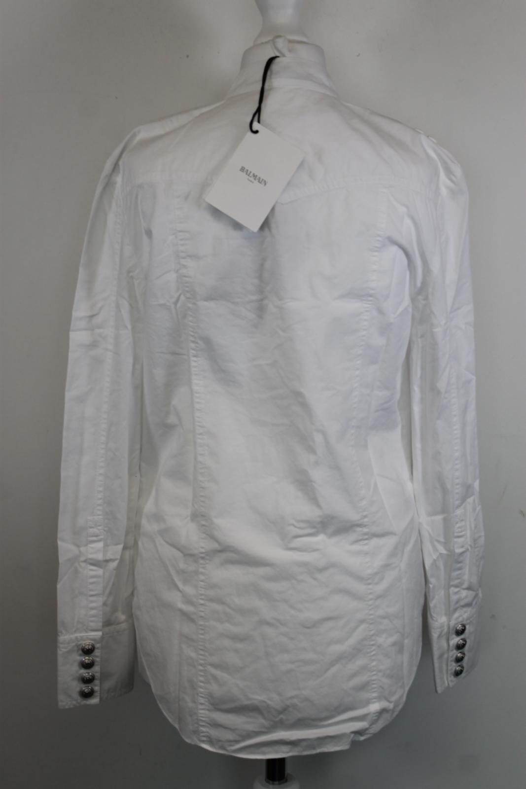 BALMAIN Ladies White Cotton Button Down Chemise Shirt EU36 UK8 BNWT