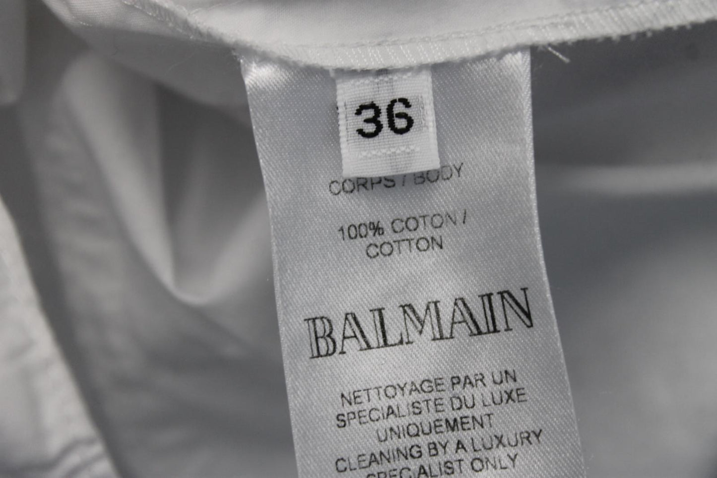 BALMAIN Ladies White Cotton Button Down Chemise Shirt EU36 UK8 BNWT