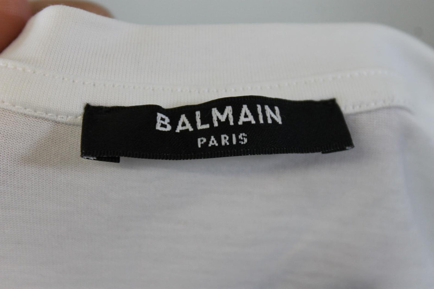BALMAIN Ladies White Cotton Short Sleeve Logo Print T-Shirt Size S NEW