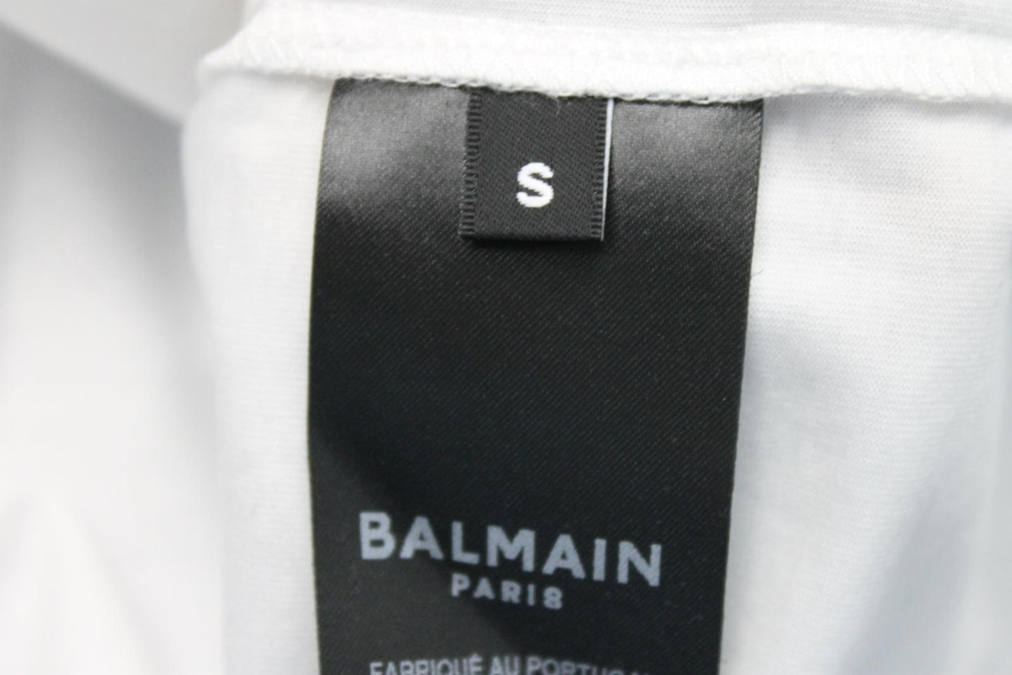 BALMAIN Ladies White Cotton Short Sleeve Logo Print T-Shirt Size S NEW