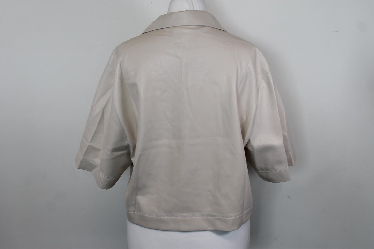 NANUSHKA Ladies Beige Vegan Leather Cropped Camp Shirt Jacket Size XS BNWT