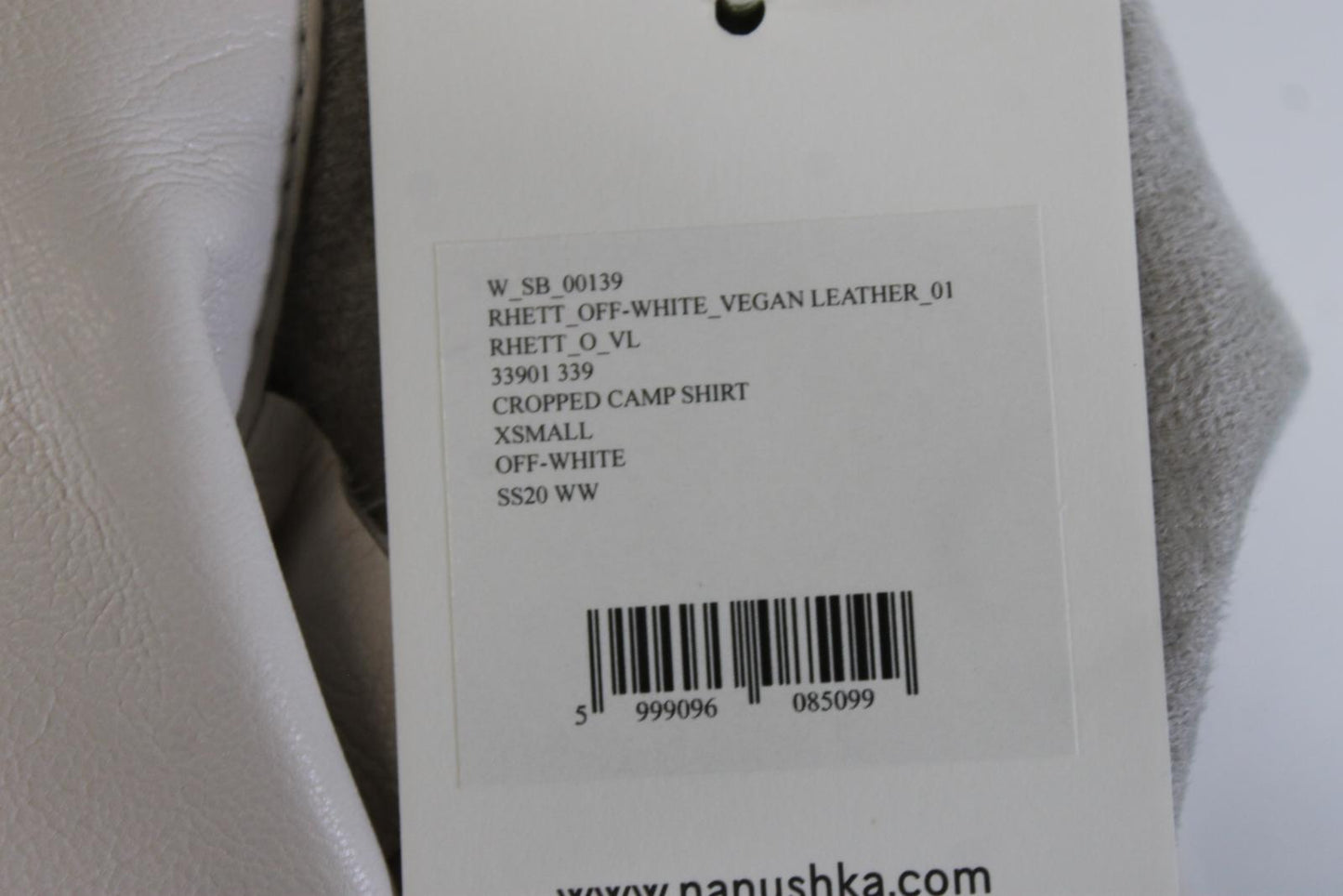 NANUSHKA Ladies Beige Vegan Leather Cropped Camp Shirt Jacket Size XS BNWT