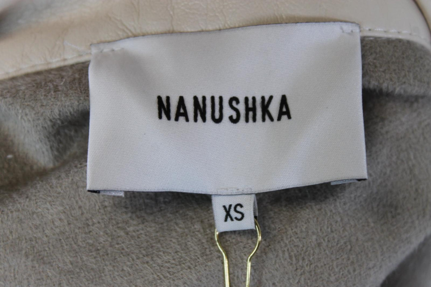 NANUSHKA Ladies Beige Vegan Leather Cropped Camp Shirt Jacket Size XS BNWT