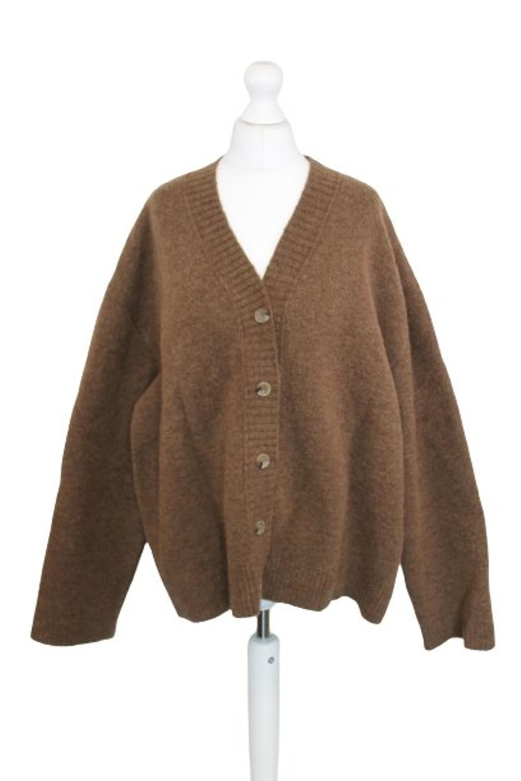 NANUSHKA Ladies Brown Wool/Alpaca Fluffy Oversized Knit Cardigan Size S BNWT