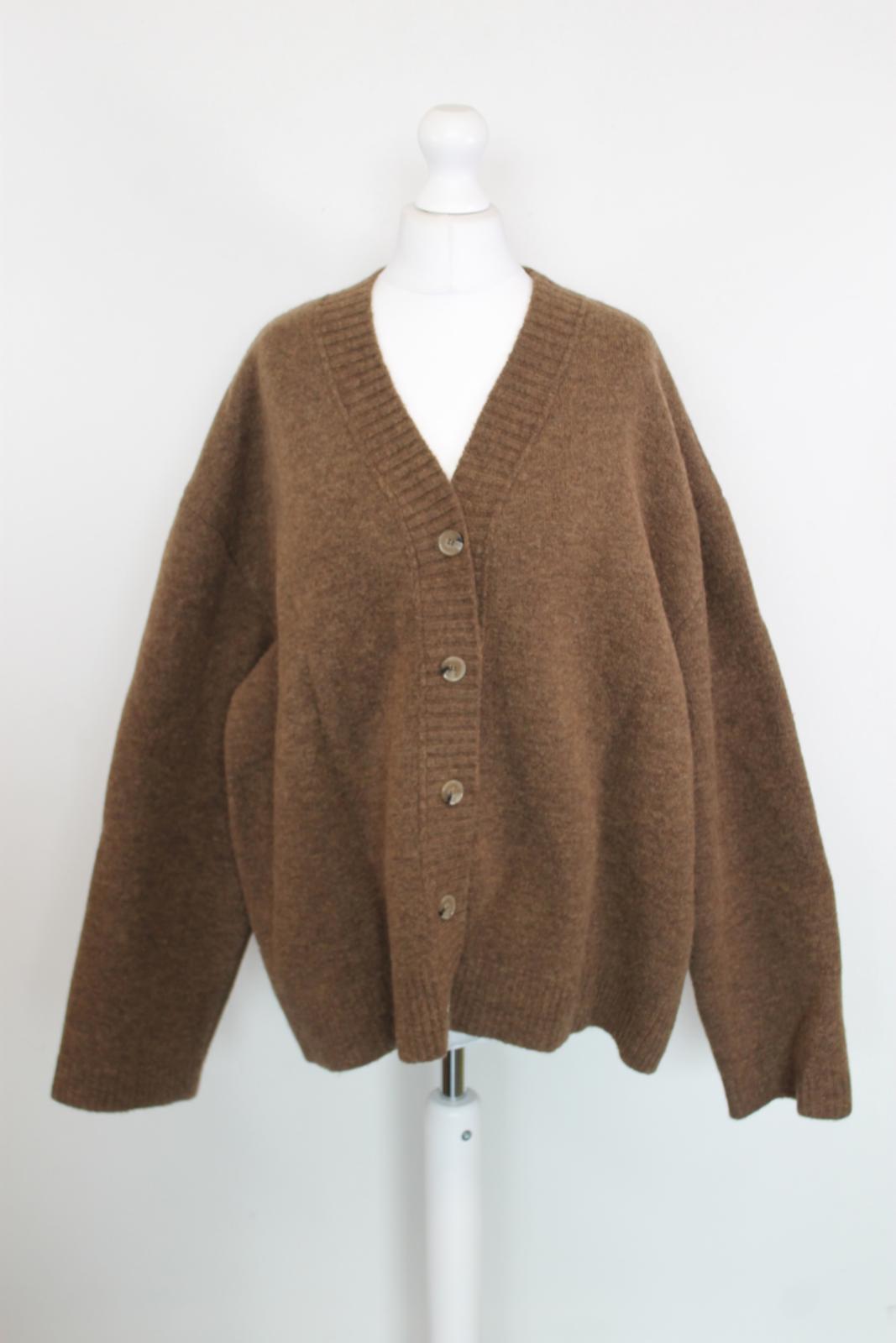 NANUSHKA Ladies Brown Wool/Alpaca Fluffy Oversized Knit Cardigan Size S BNWT