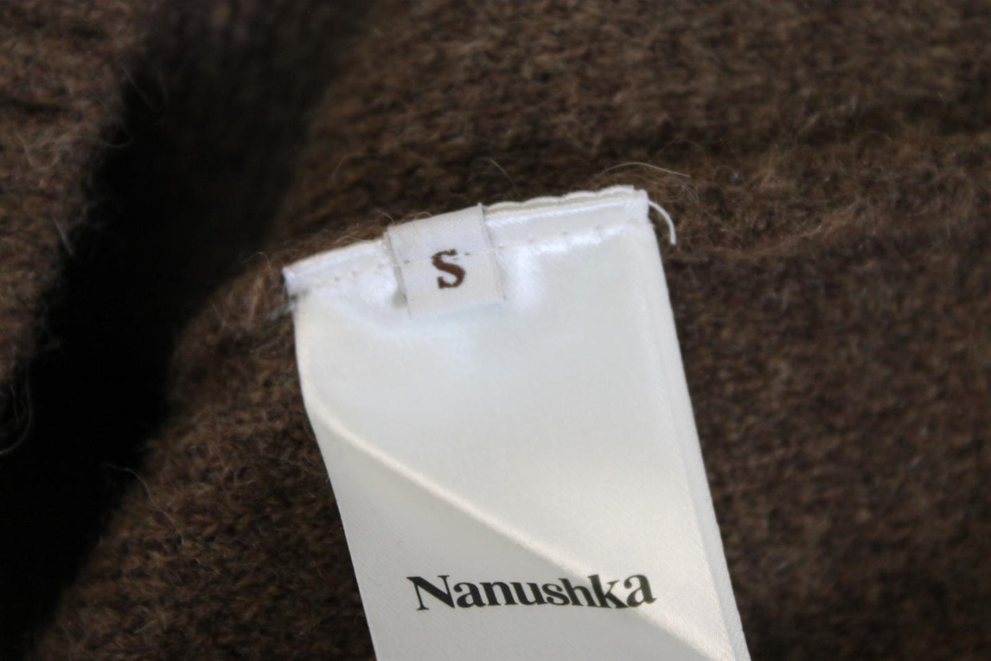 NANUSHKA Ladies Brown Wool/Alpaca Fluffy Oversized Knit Cardigan Size S BNWT