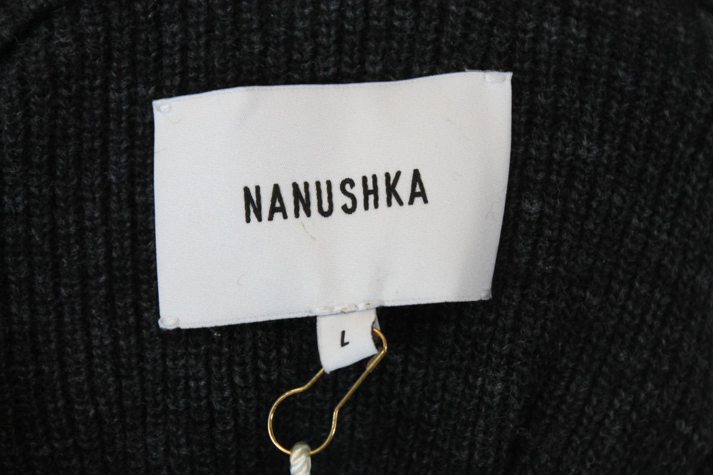 NANUSHKA Ladies Black Merino Wool/Cashmere Blend Knit Hoodie Size L BNWT