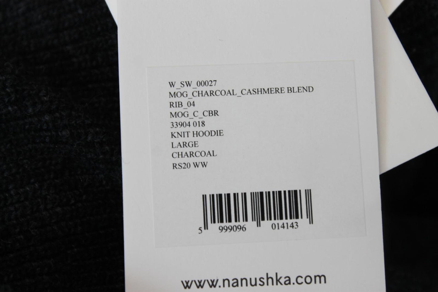 NANUSHKA Ladies Black Merino Wool/Cashmere Blend Knit Hoodie Size L BNWT