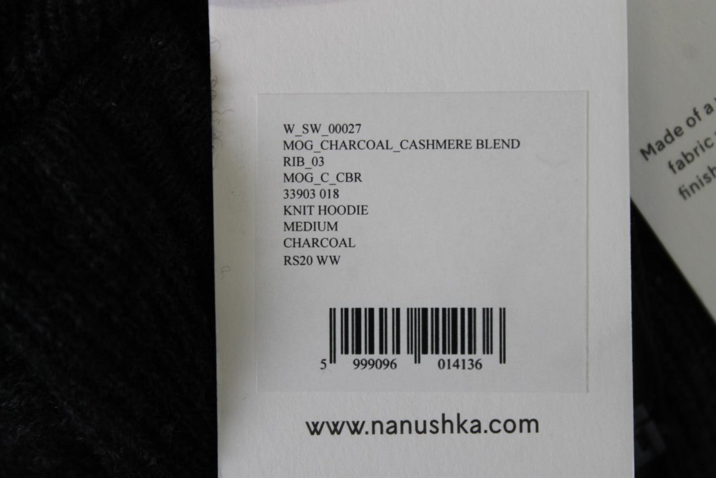NANUSHKA Ladies Black Merino Wool/Cashmere Blend Knit Hoodie Size M BNWT
