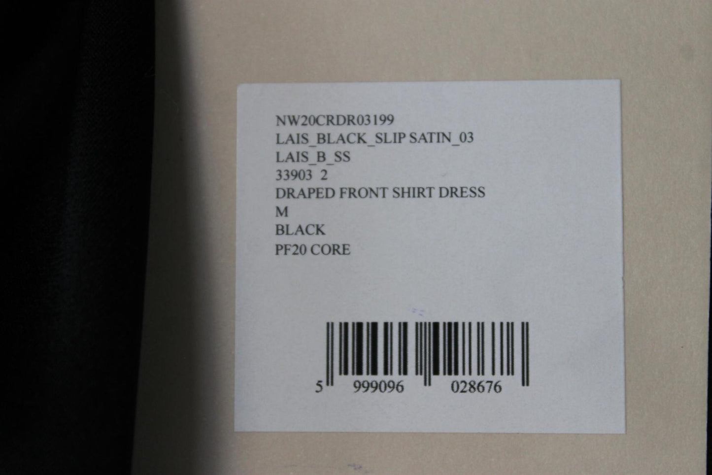 NANUSHKA Ladies Black Satin Draped Front Shirt Dress Size M BNWT