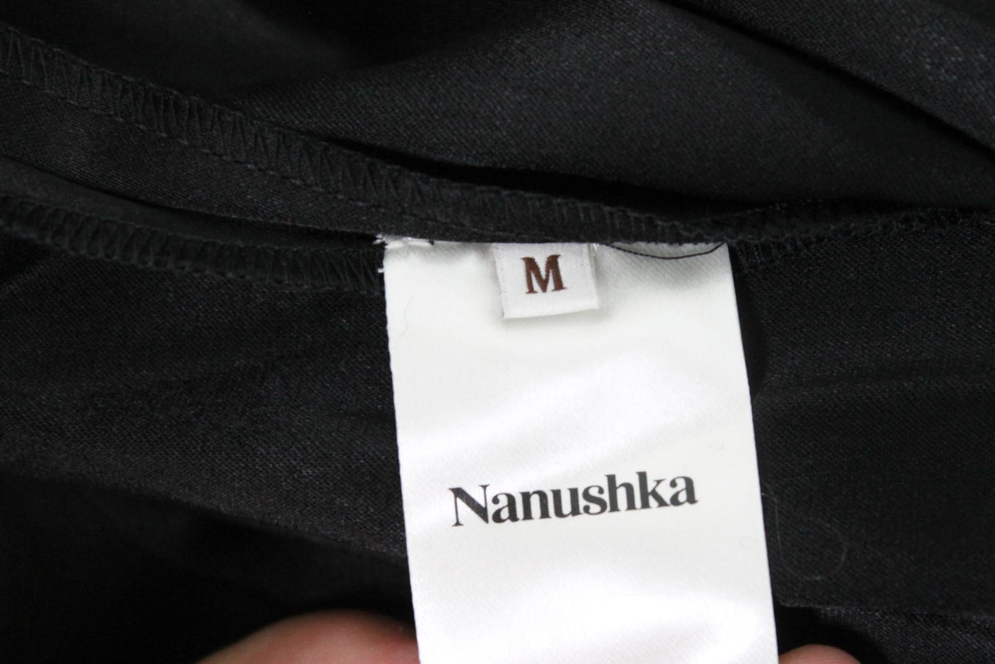 NANUSHKA Ladies Black Satin Draped Front Shirt Dress Size M BNWT