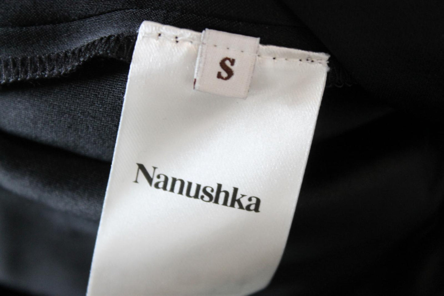 NANUSHKA Ladies Black Satin Draped Front Shirt Dress Size S BNWT
