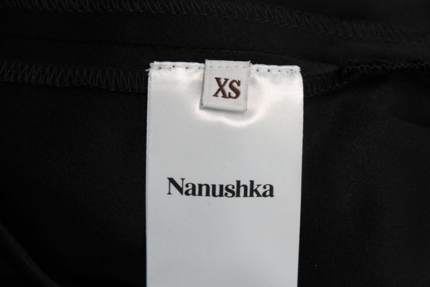 NANUSHKA Ladies Black Satin Draped Front Shirt Dress Size XS BNWT