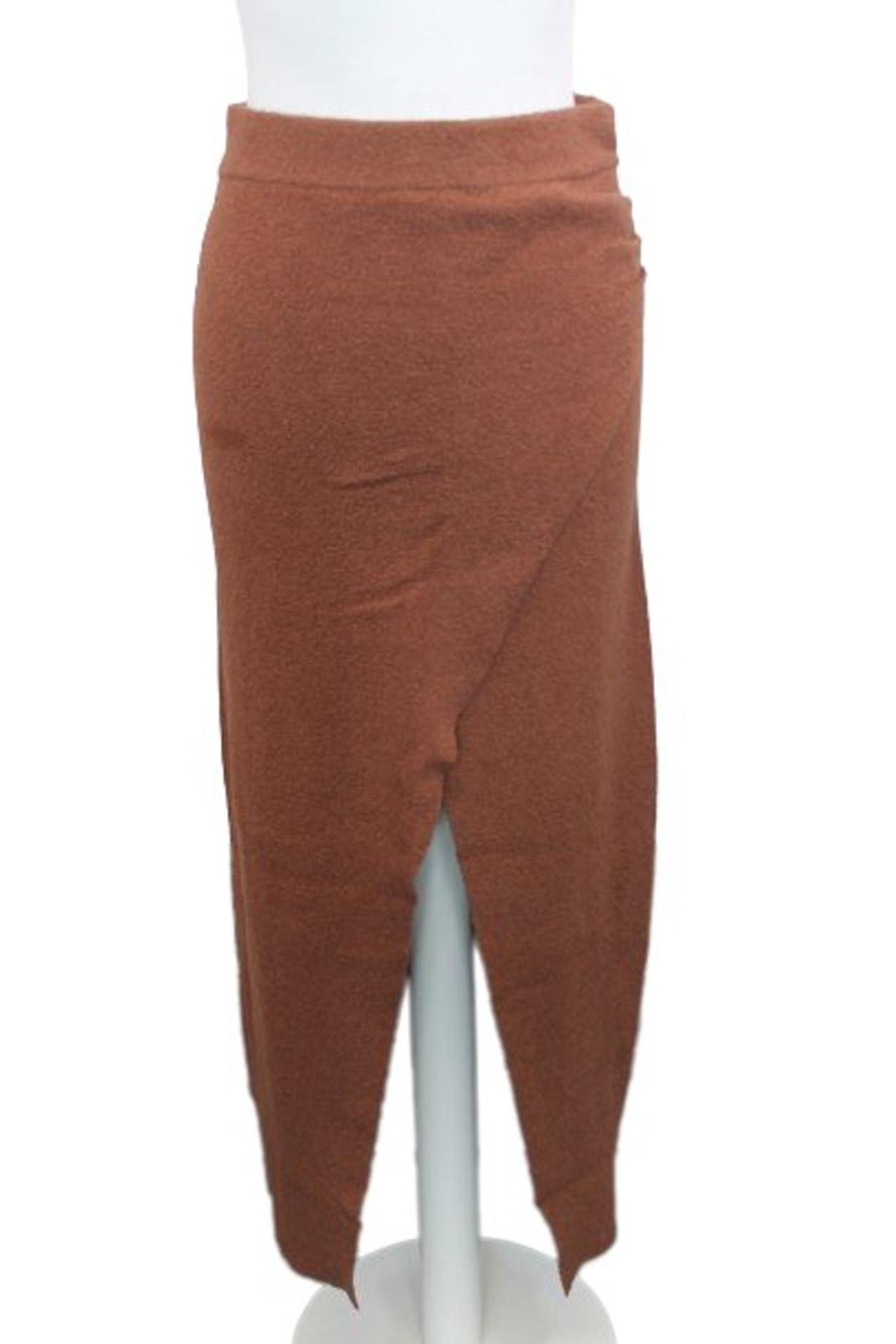 NANUSHKA Ladies Brown Cotton Terry Knit Draped Front Wrap Skirt Size S BNWT