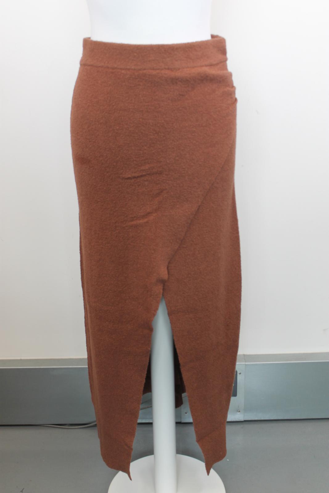 NANUSHKA Ladies Brown Cotton Terry Knit Draped Front Wrap Skirt Size S BNWT