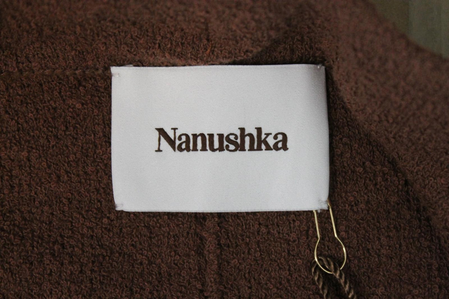 NANUSHKA Ladies Brown Cotton Terry Knit Draped Front Wrap Skirt Size S BNWT