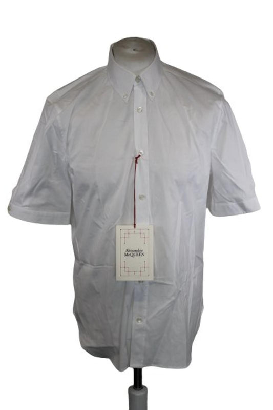 ALEXANDER MCQUEEN Men's White Cotton Short Sleeve Dress Shirt Size 16 BNWT