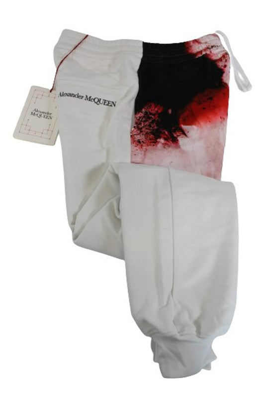 ALEXANDER MCQUEEN Men's White Cotton Printed Sweat Jogger Trousers Size M BNWT