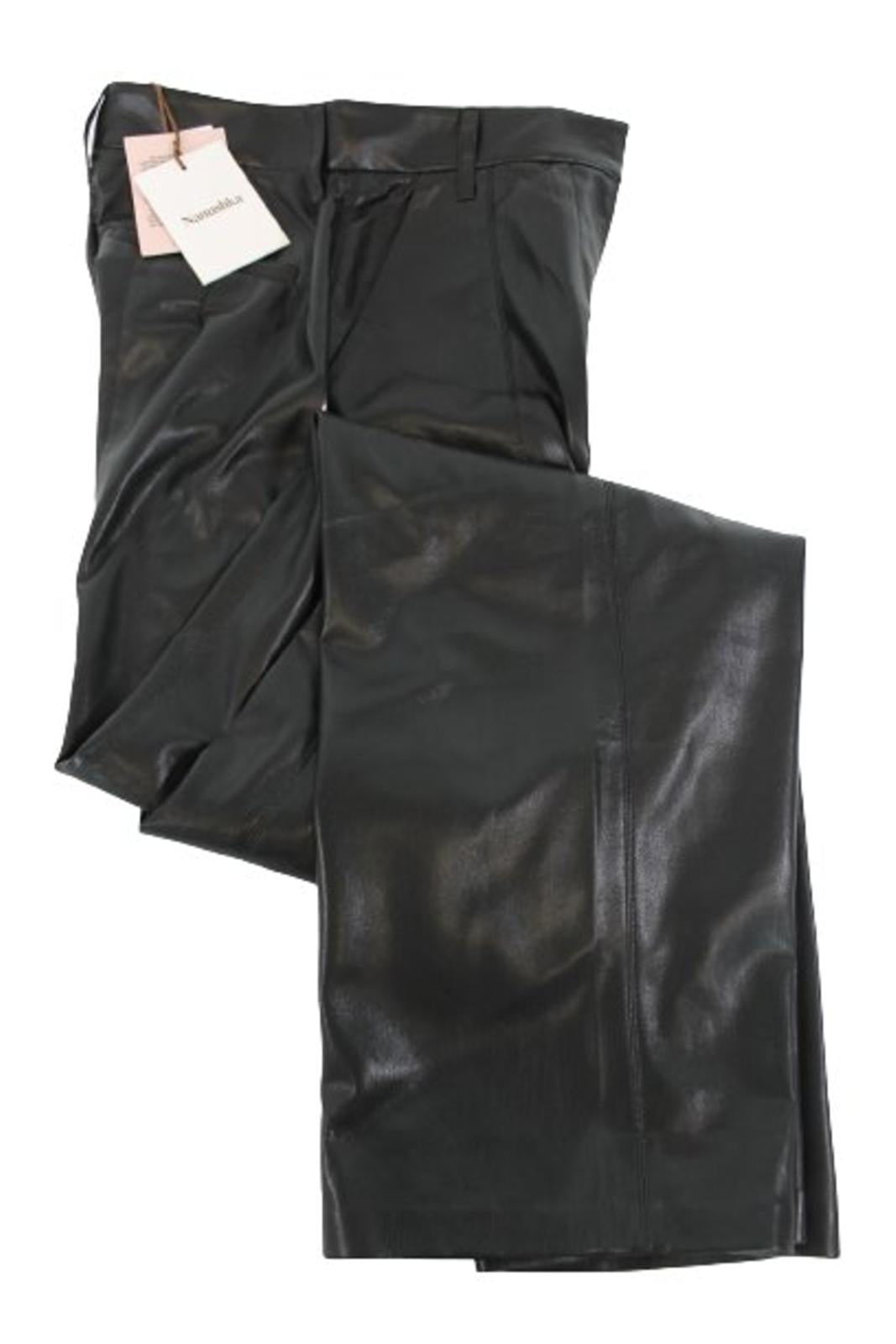 NANUSHKA Ladies Black Vegan Leather Maxi Tailored Wide-Leg Trousers XS BNWT