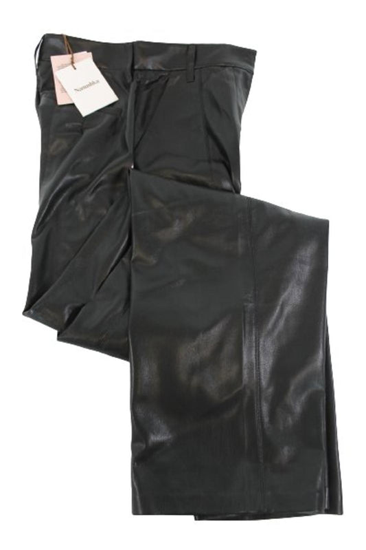 NANUSHKA Ladies Black Vegan Leather Maxi Tailored Wide-Leg Trousers XS BNWT