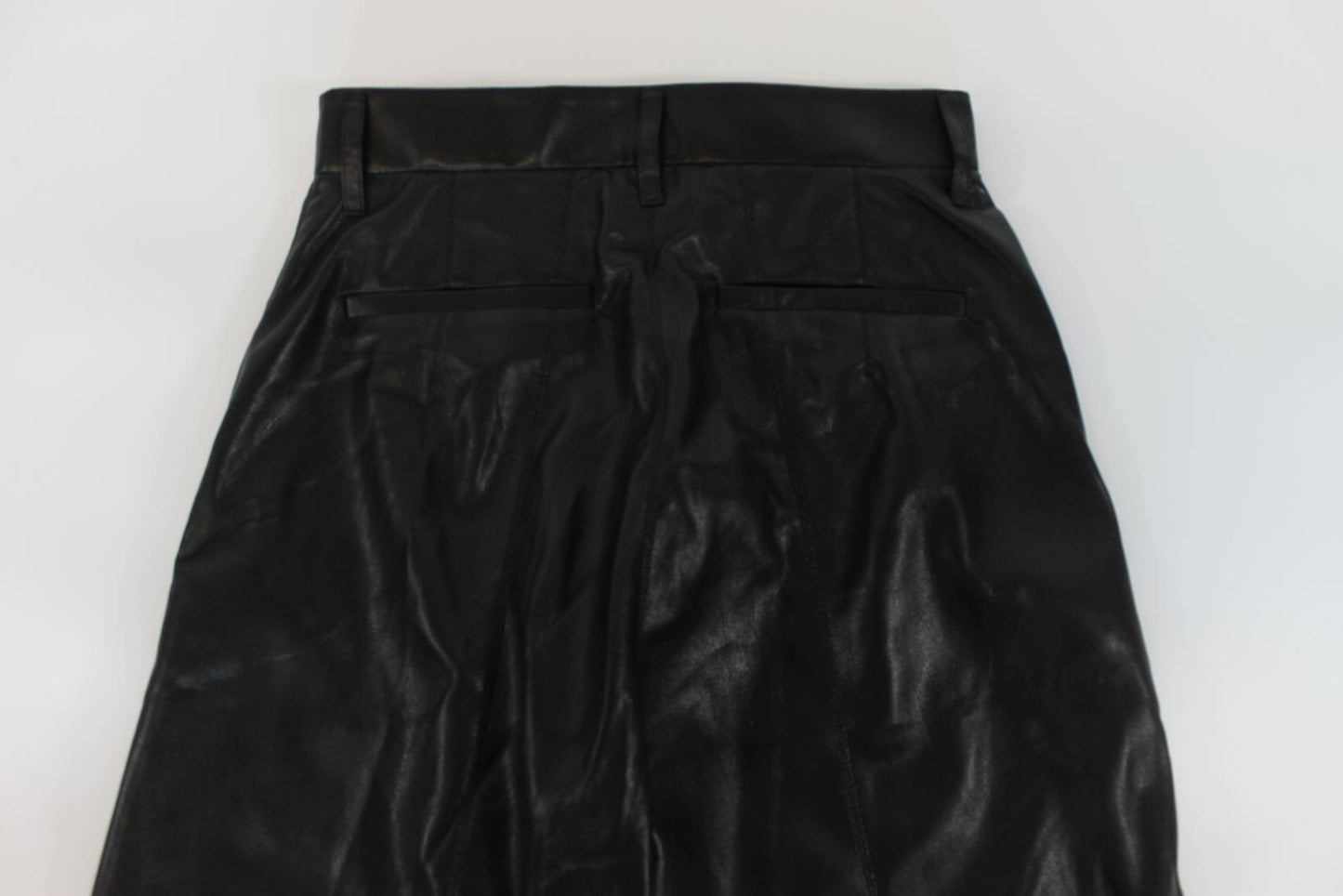 NANUSHKA Ladies Black Vegan Leather Maxi Tailored Wide-Leg Trousers XS BNWT