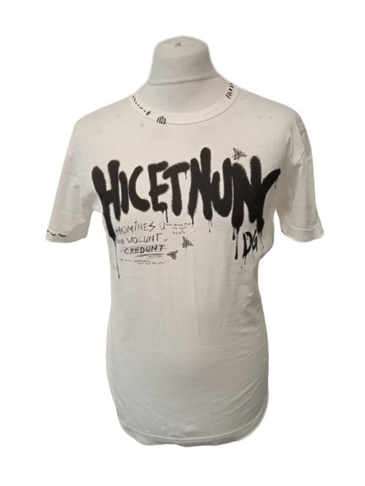 DOLCE & GABBANA Men's White Short Sleeve Graffiti Print T-Shirt IT44/S NEW
