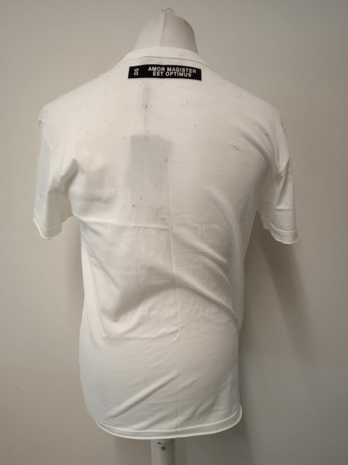 DOLCE & GABBANA Men's White Short Sleeve Graffiti Print T-Shirt IT44/S NEW
