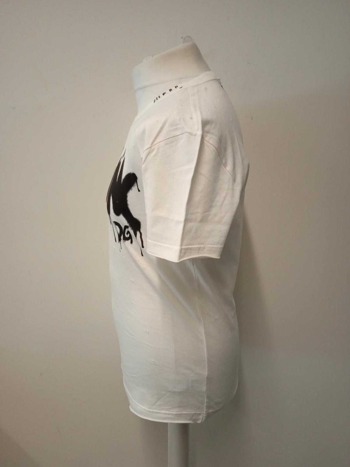 DOLCE & GABBANA Men's White Short Sleeve Graffiti Print T-Shirt IT44/S NEW