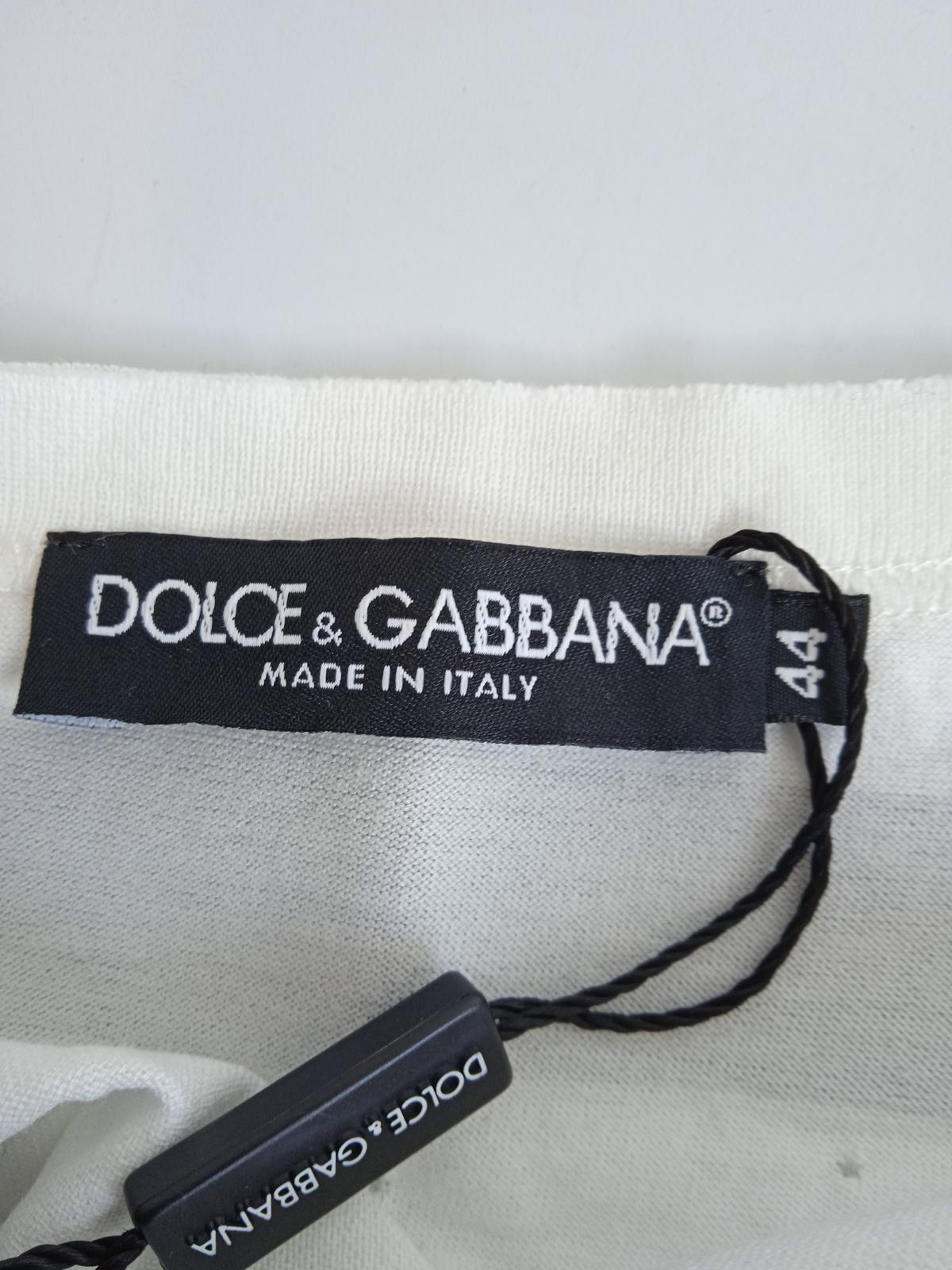 DOLCE & GABBANA Men's White Short Sleeve Graffiti Print T-Shirt IT44/S NEW