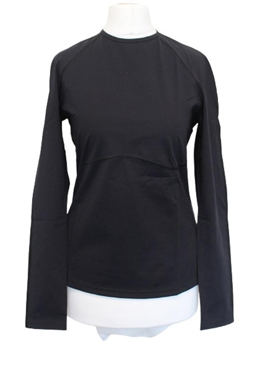 BALENCIAGA Ladies Black Athletic Crew Neck Long Sleeve Stretch Top L BNWT