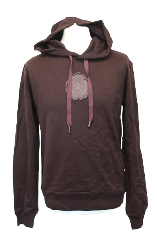 DOLCE & GABBANA Men's Plum Purple Logo Plaque Pullover Hoodie IT50 UK40 NEW
