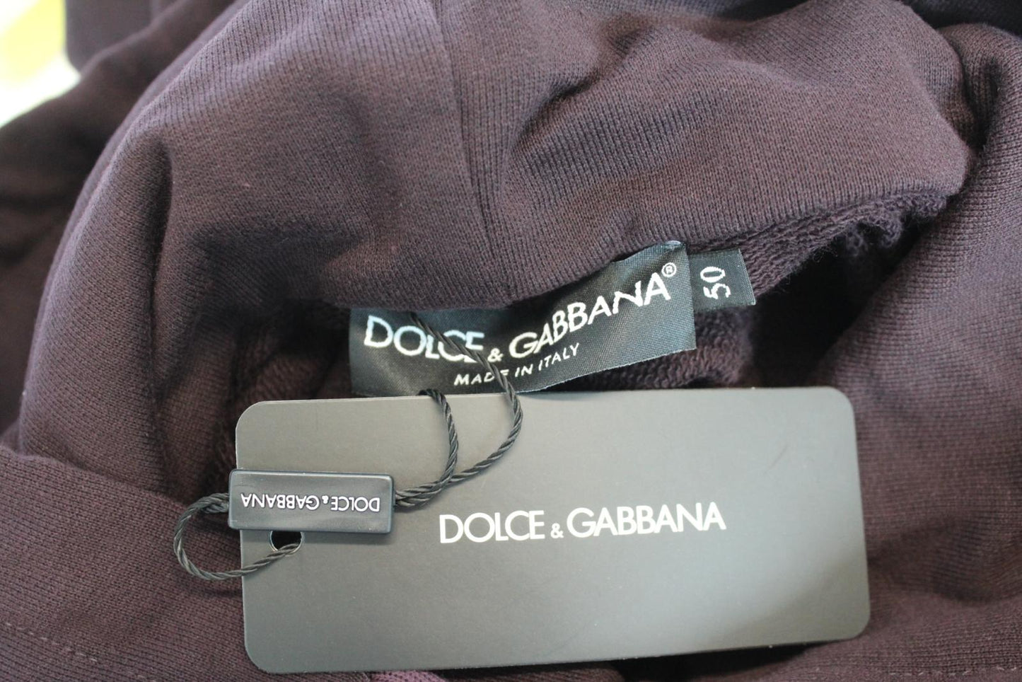 DOLCE & GABBANA Men's Plum Purple Logo Plaque Pullover Hoodie IT50 UK40 NEW