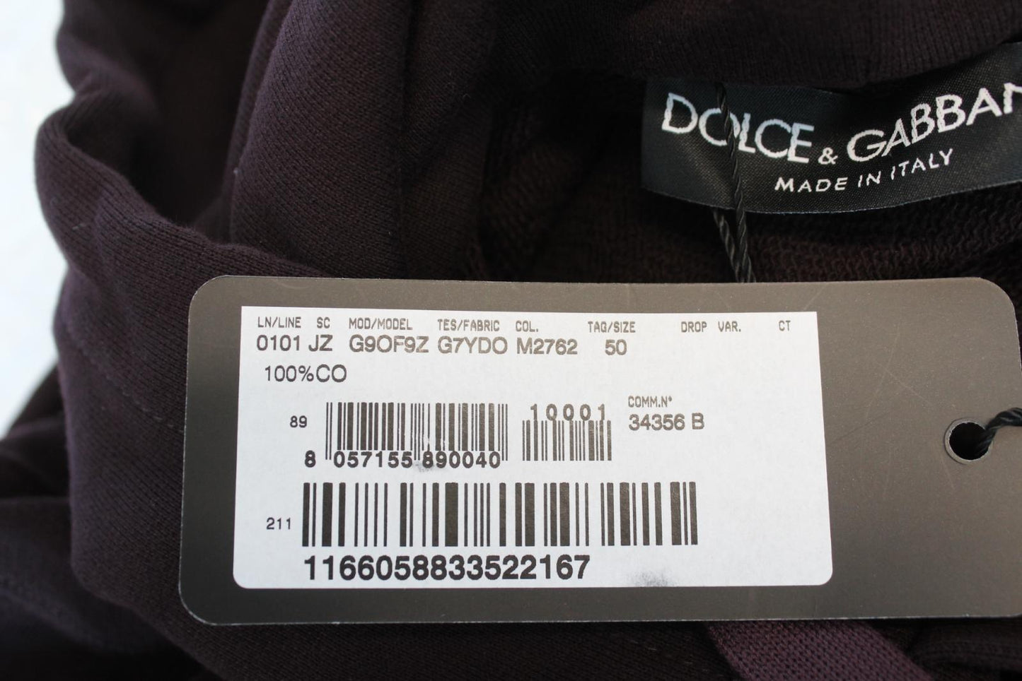 DOLCE & GABBANA Men's Plum Purple Logo Plaque Pullover Hoodie IT50 UK40 NEW