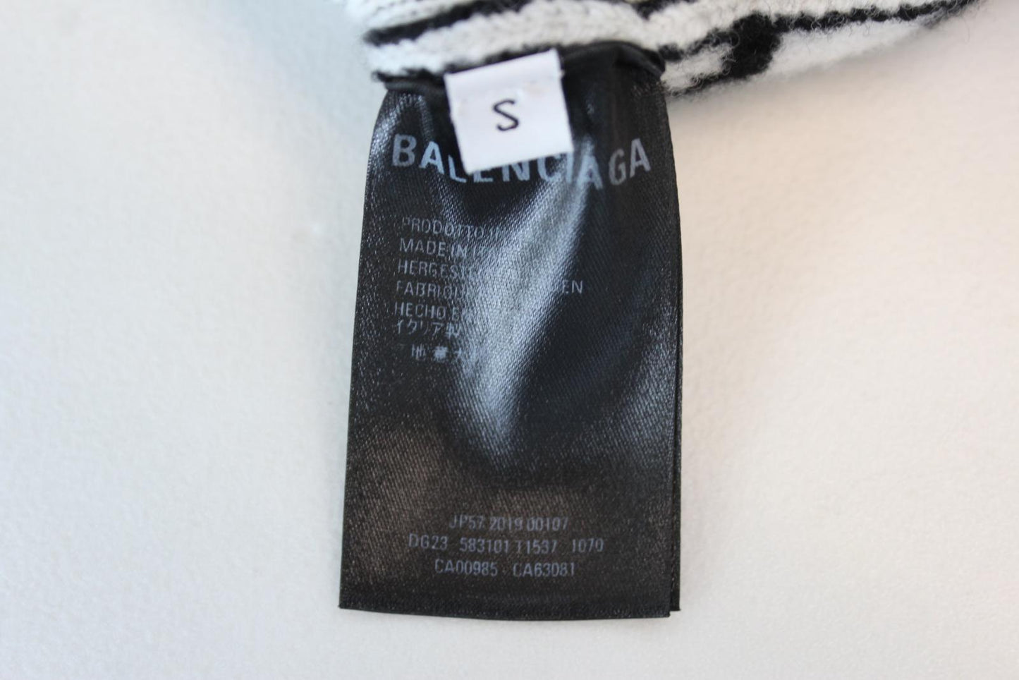 BALENCIAGA Men's Black White All Over Logo Details Turtleneck Wool Jumper S BNWT