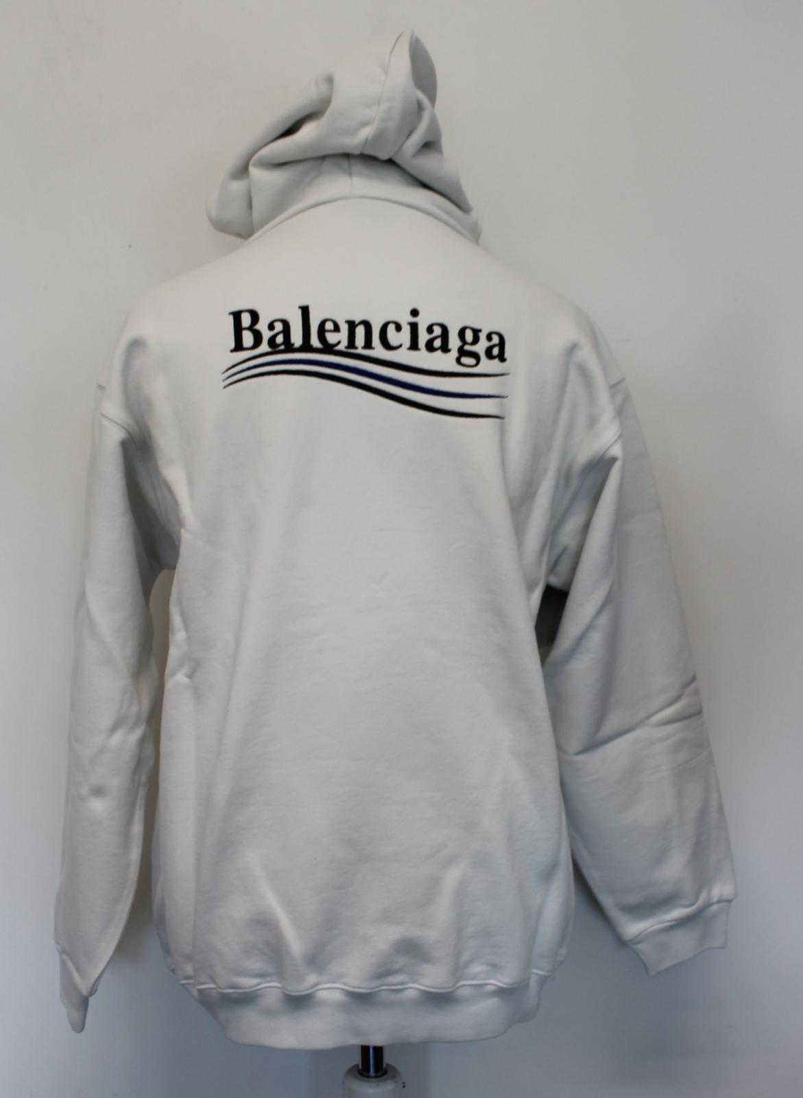 BALENCIAGA Unisex Wardrobe Off White Logo Pullover Oversized Hoodie S BNWT