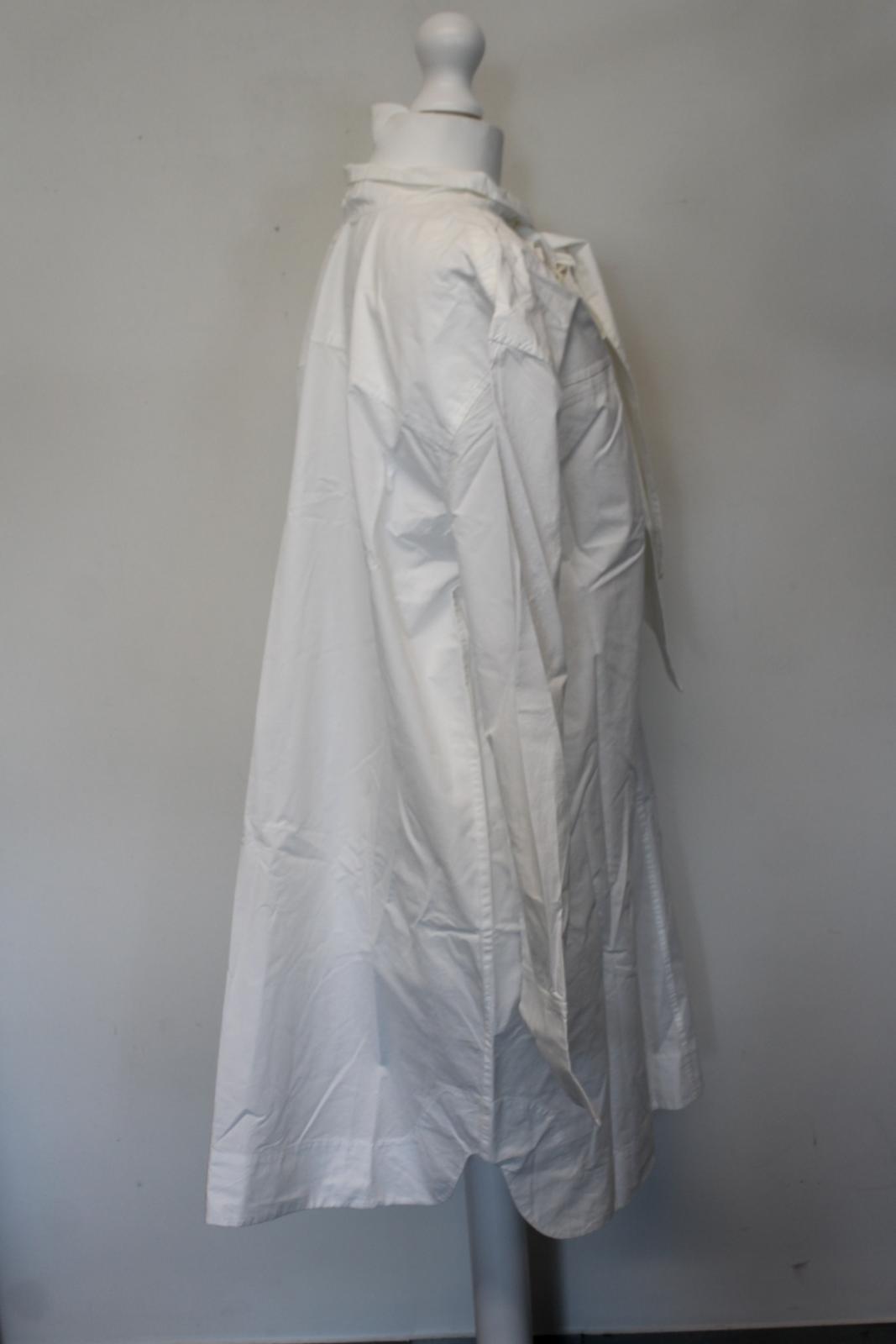 GANNI Ladies F5601 White Cotton Tie Detail Mini Shirt Dress EU36 UK8 NEW