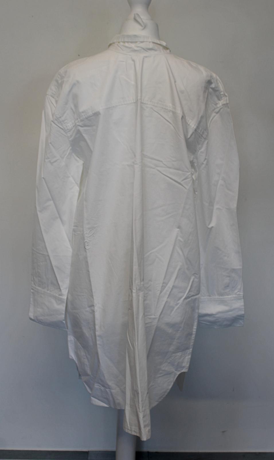 GANNI Ladies F5601 White Cotton Tie Detail Mini Shirt Dress EU36 UK8 NEW