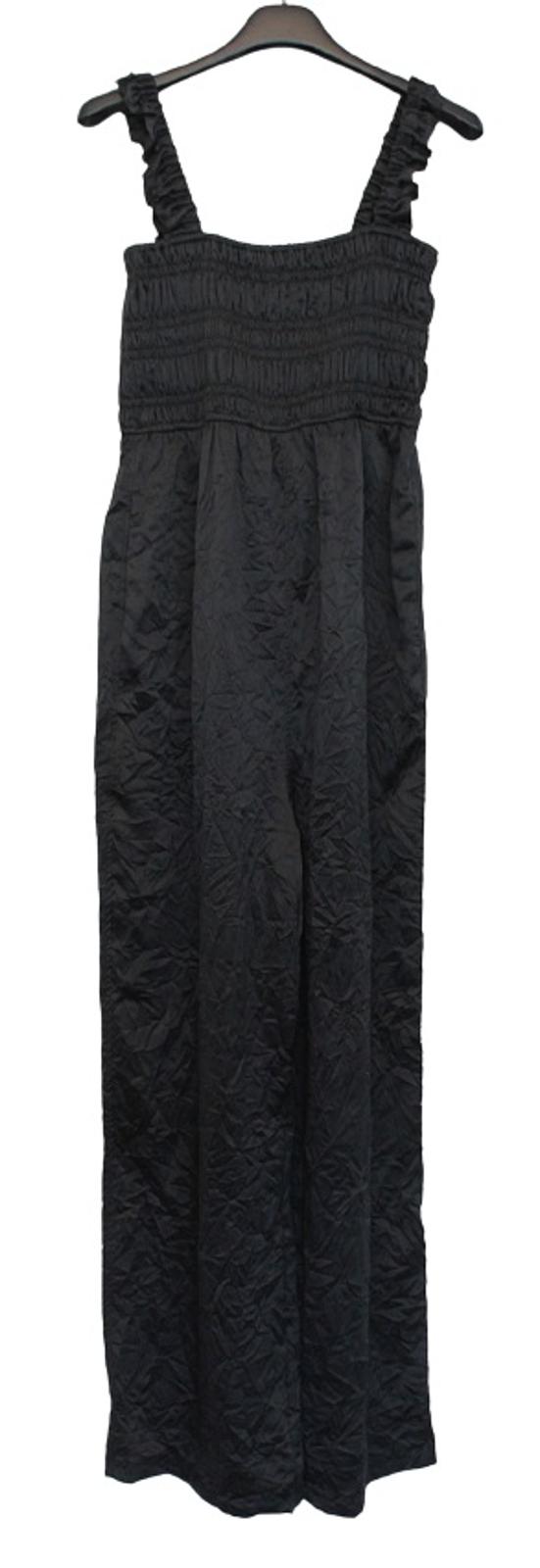 GANNI Ladies F5892 Black Smocked Sleeveless Jumpsuit EU38 UK10 W28 L28 NEW