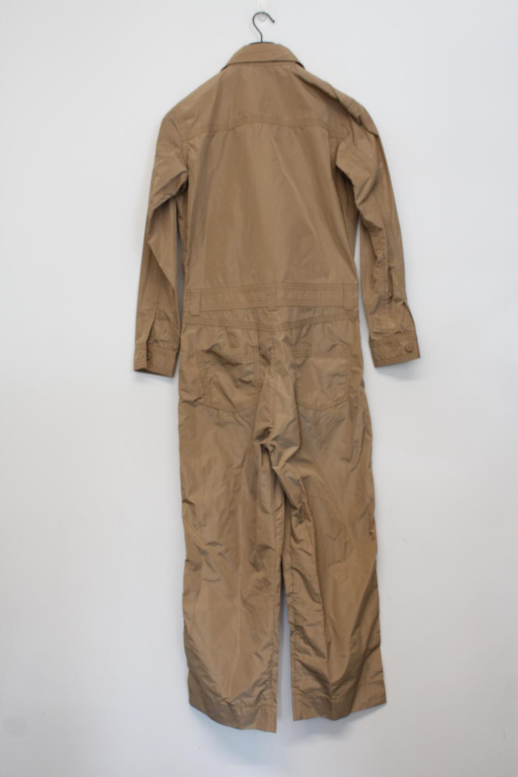 GANNI Ladies F4325 Brown Crystal Button Collared Jumpsuit EU36 UK8 W33 L26 NEW