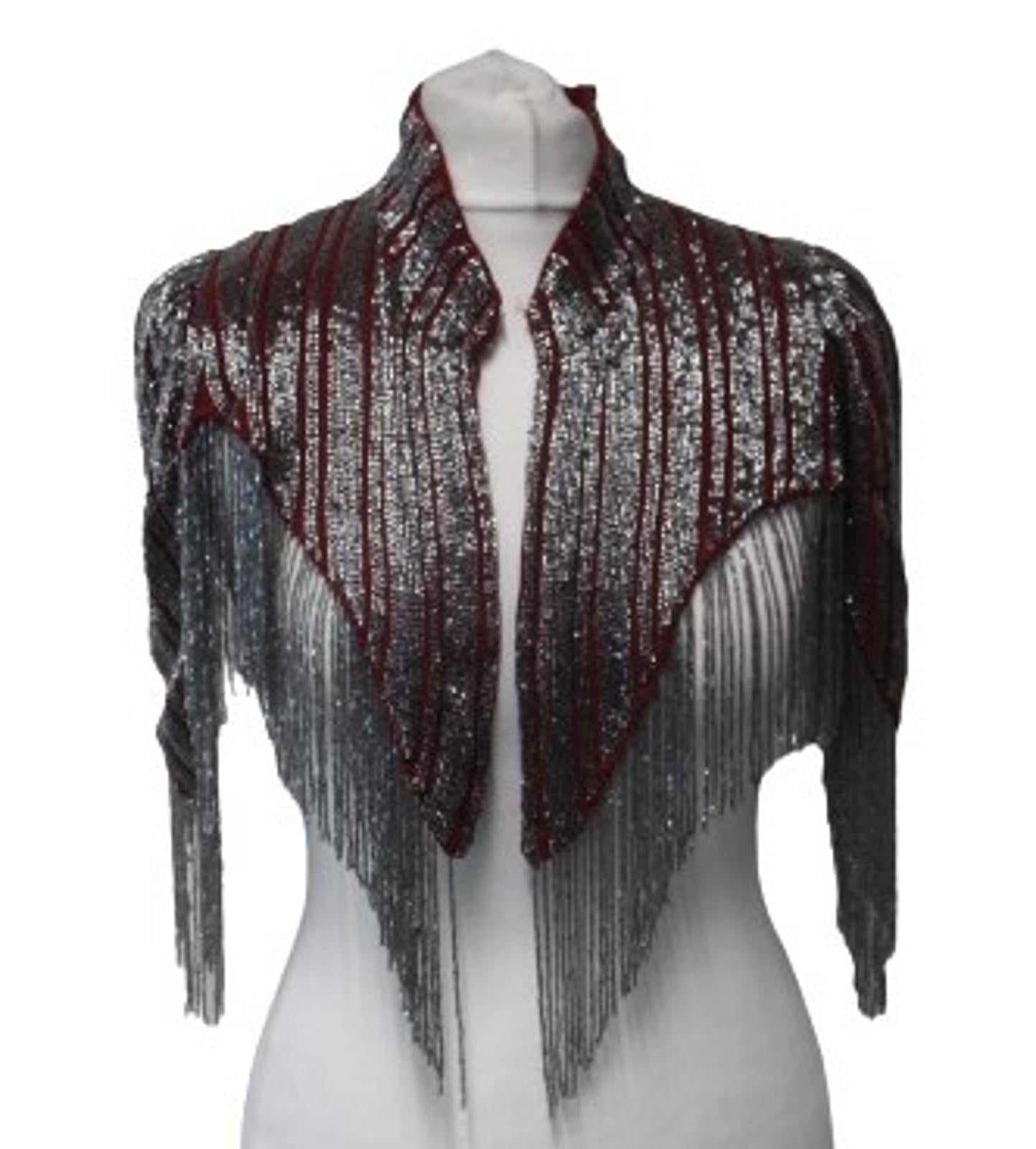 GANNI Ladies Cabernet Red Striped Humphrey Beads Cropped Top Size XS/S NEW