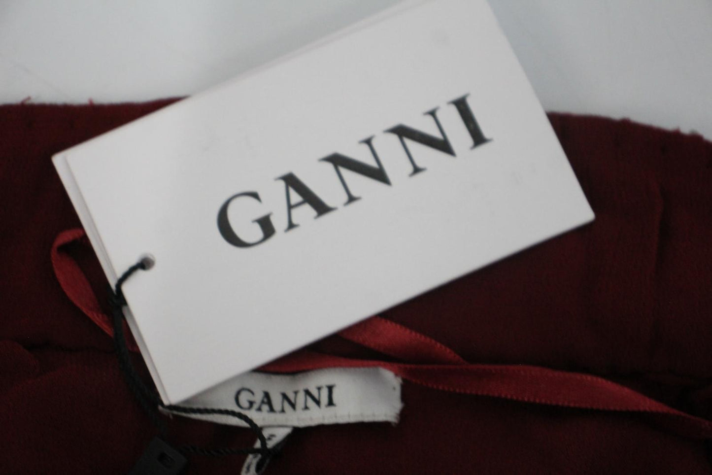 GANNI Ladies Cabernet Red Striped Humphrey Beads Cropped Top Size XS/S NEW