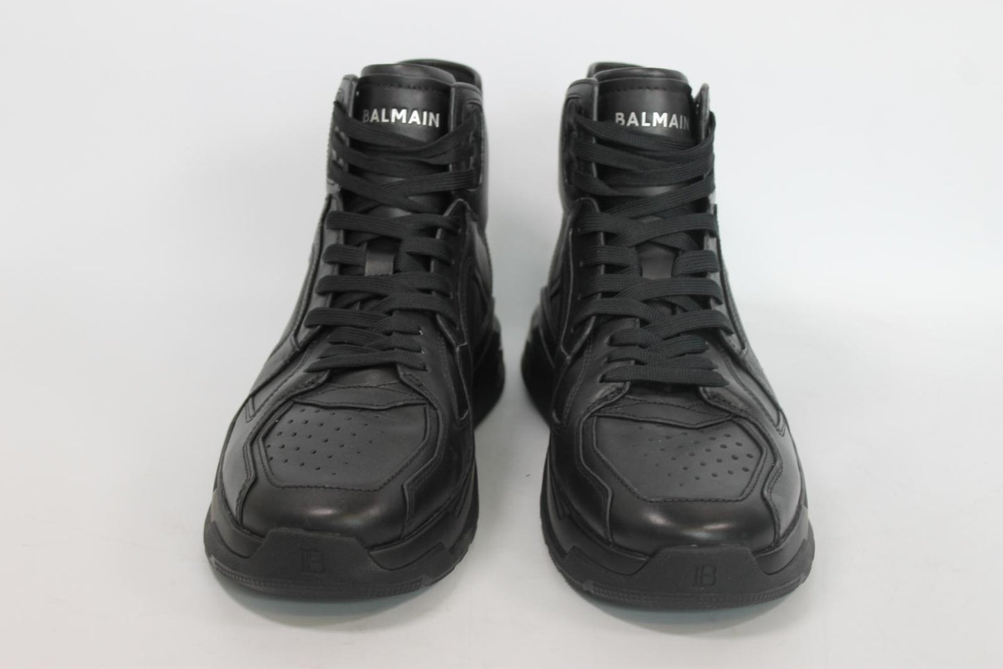 BALMAIN Men's Black Leather High-Top Trainers EU44 UK10 NEW