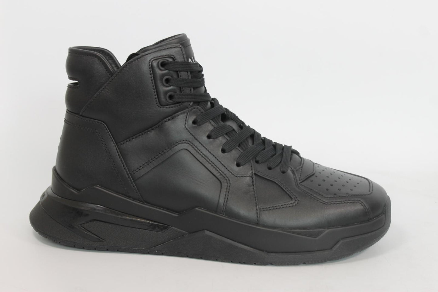 BALMAIN Men's Black Leather High-Top Trainers EU44 UK10 NEW