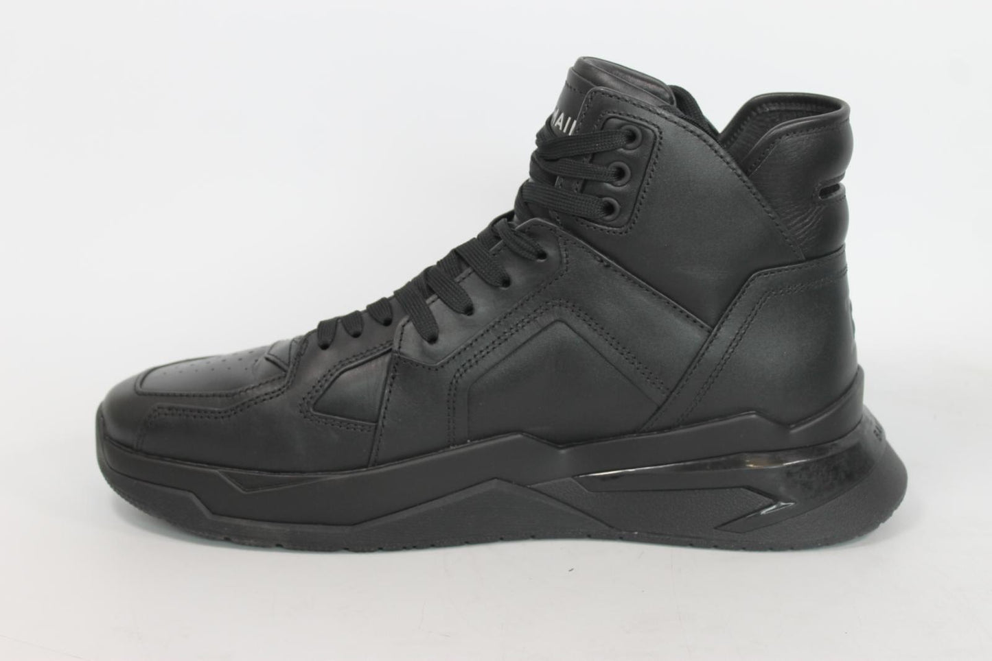 BALMAIN Men's Black Leather High-Top Trainers EU44 UK10 NEW