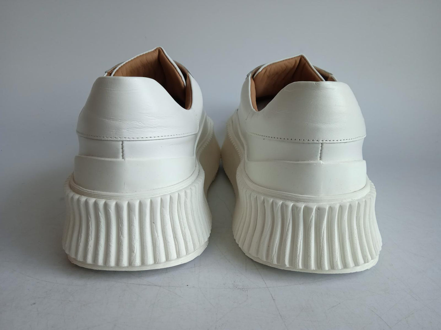 JIL SANDER Ladies White Leather Lace-Up Low-Top Platform Trainers EU39 UK6 NEW