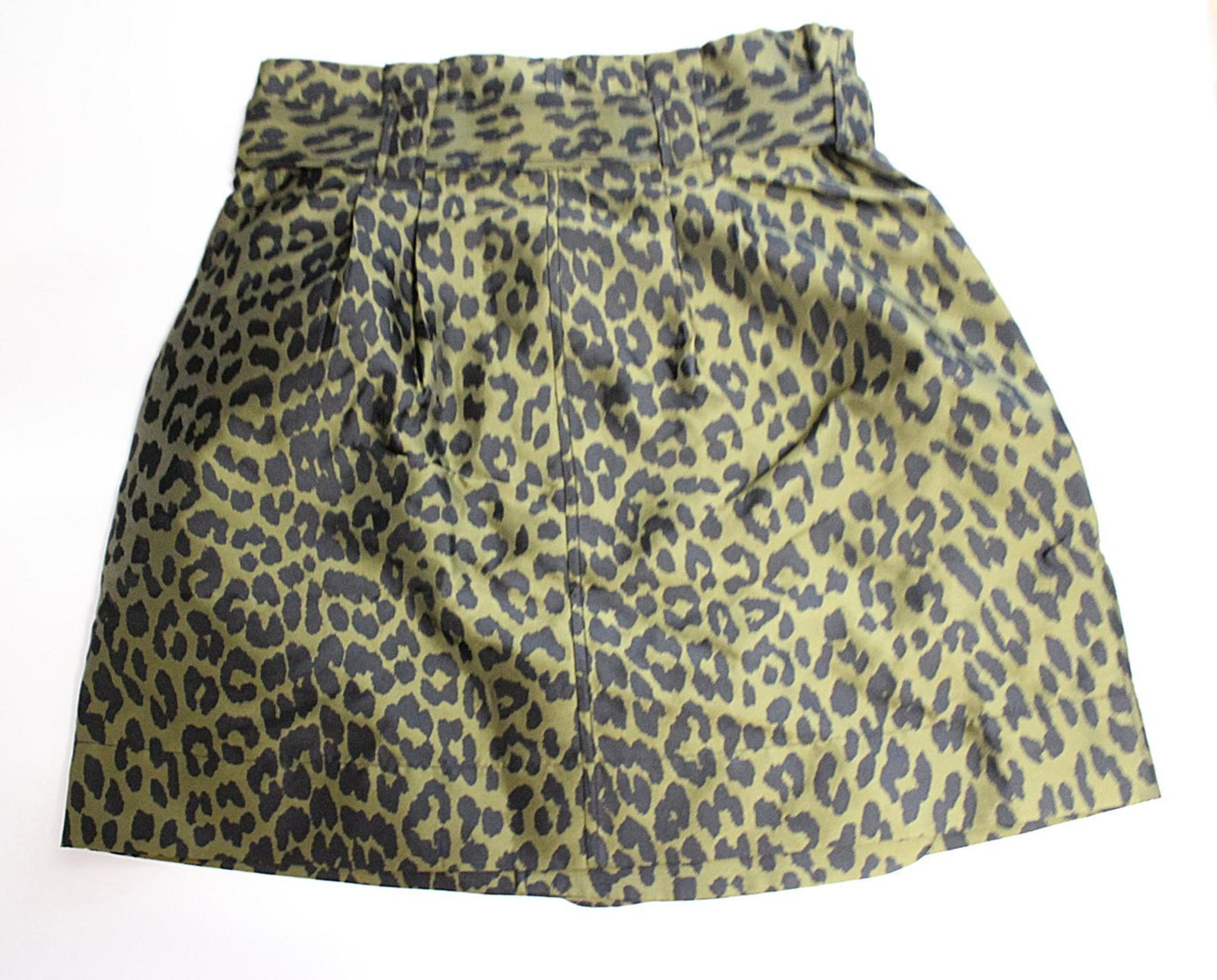 GANNI Ladies F5426 Olive Drab Green Black Leopard Print Skirt EU40 UK12 BNWT