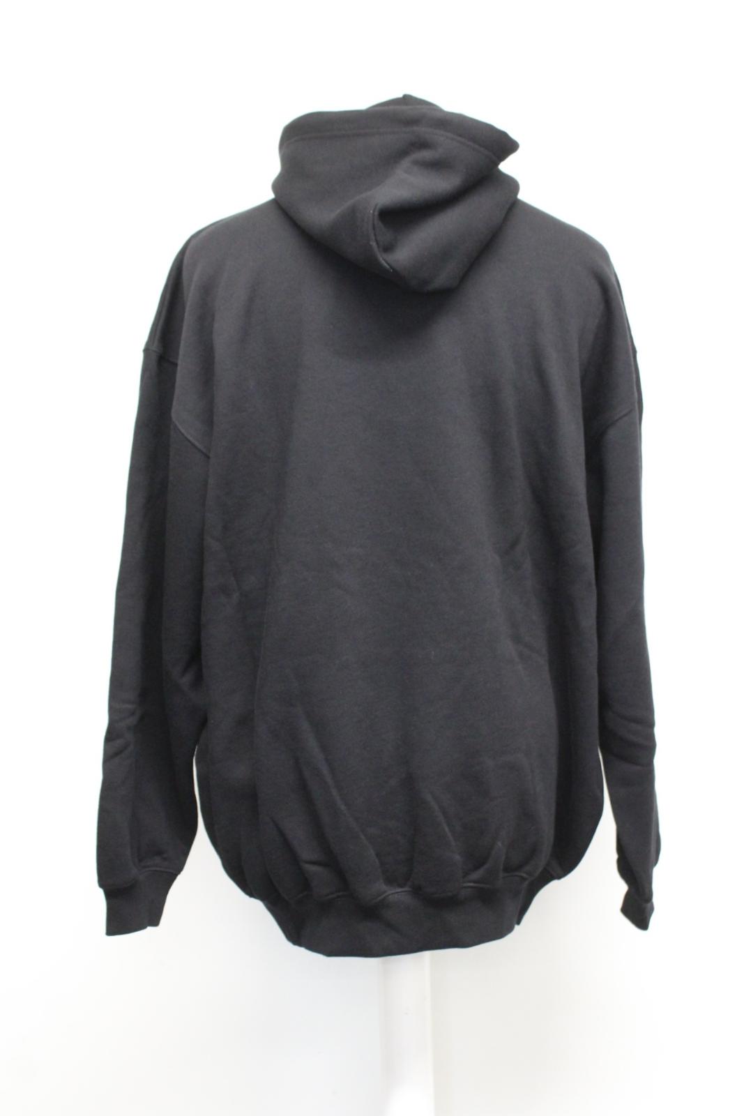 BALENCIAGA Men's Black Sponsor Logo Oversized Pullover Cotton Hoodie S NEW