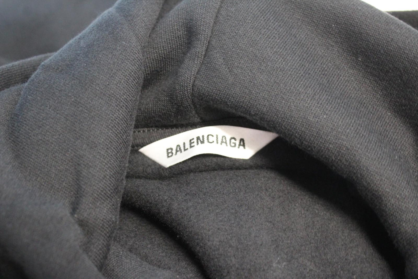 BALENCIAGA Men's Black Sponsor Logo Oversized Pullover Cotton Hoodie S NEW