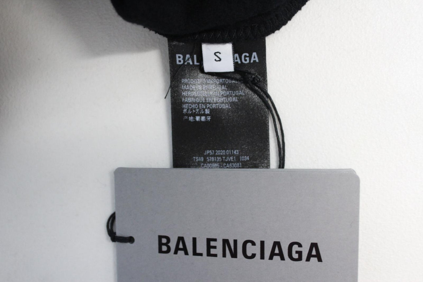 BALENCIAGA Men's Black Sponsor Logo Oversized Pullover Cotton Hoodie S NEW